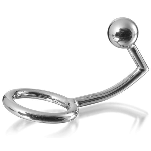 METAL HARD - COCK RING RING WITH ANAL INTRUDER HOOK 40MM 3
